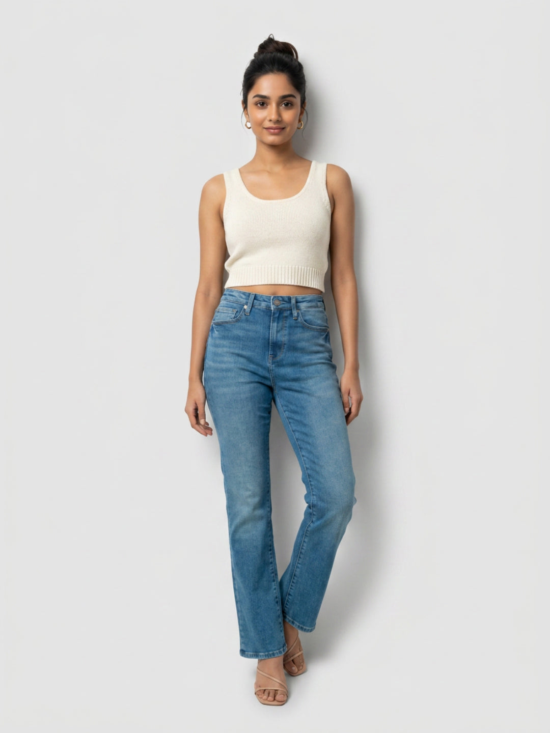 Women Elissa Jeans Boot Cut Fit Vintage Blue High Rise
