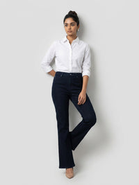 Women Elissa Jeans Boot Cut Fit Dark Blue High Rise
