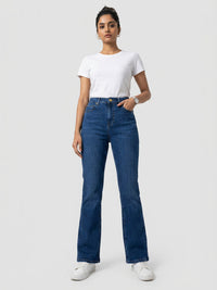 Women Elissa Jeans Boot Cut Fit Dark Blue High Rise