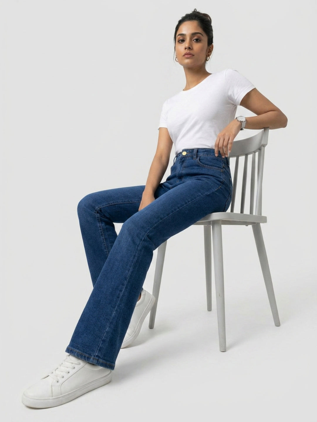 Women Elissa Jeans Boot Cut Fit Dark Blue High Rise