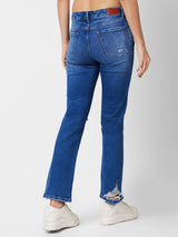 Spykar Women Straight Fit Slash Knee Light Fade Stretchable Jeans