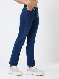 Spykar Dark Blue Slim Fit Mid Rise Jeans For Women