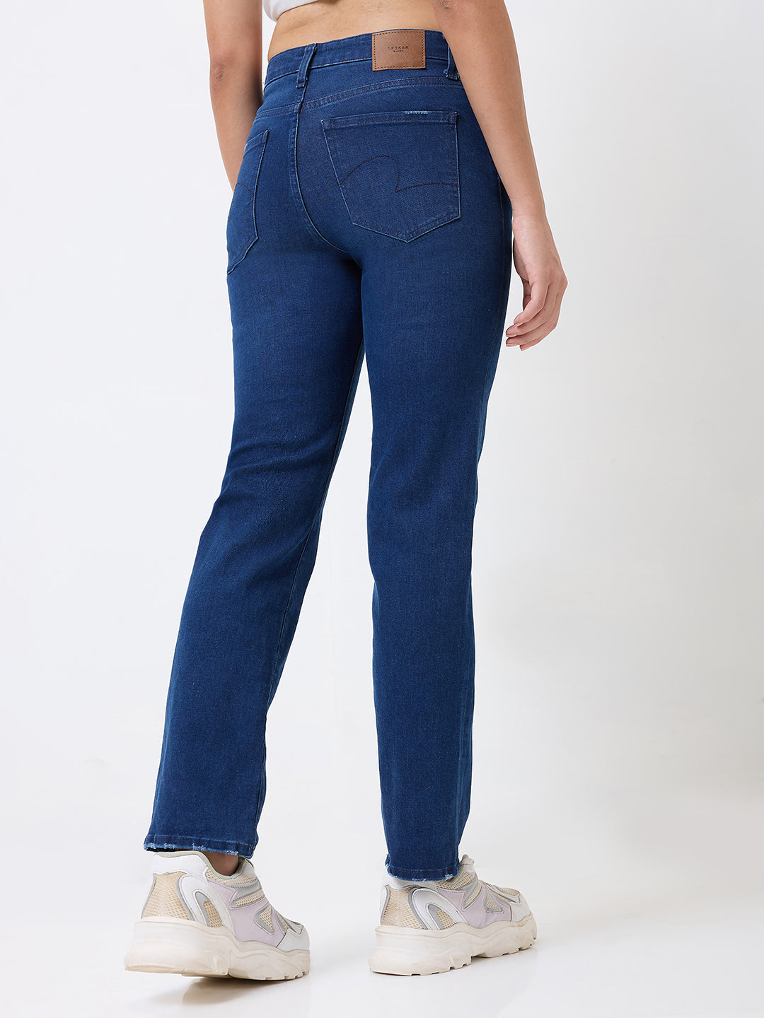 Spykar Dark Blue Slim Fit Mid Rise Jeans For Women