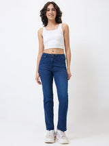 Spykar Dark Blue Slim Fit Mid Rise Jeans For Women