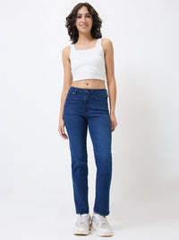 Spykar Dark Blue Slim Fit Mid Rise Jeans For Women