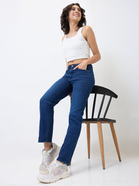 Spykar Dark Blue Slim Fit Mid Rise Jeans For Women