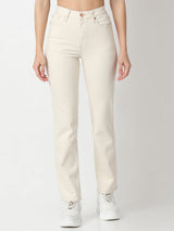 Women Emma Jeans Slim Fit Ecru Mid Rise