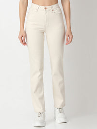 Women Emma Jeans Slim Fit Ecru Mid Rise