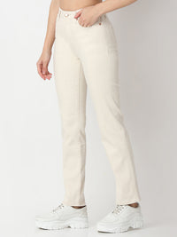 Women Emma Jeans Slim Fit Ecru Mid Rise