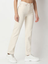 Women Emma Jeans Slim Fit Ecru Mid Rise