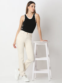 Women Emma Jeans Slim Fit Ecru Mid Rise