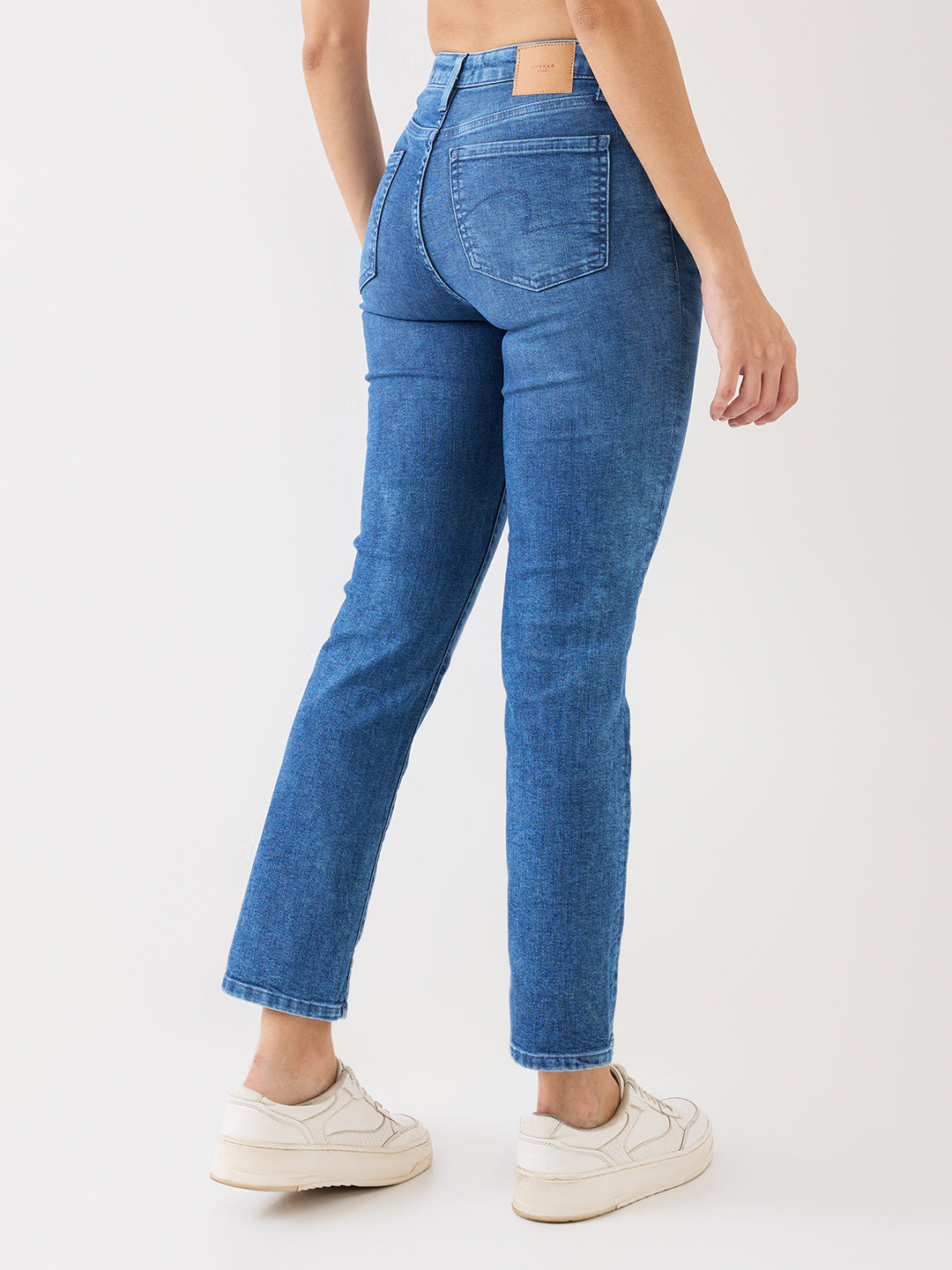 Spykar Blue Mid Rise Slim Straight Fit Casual Jeans For Women