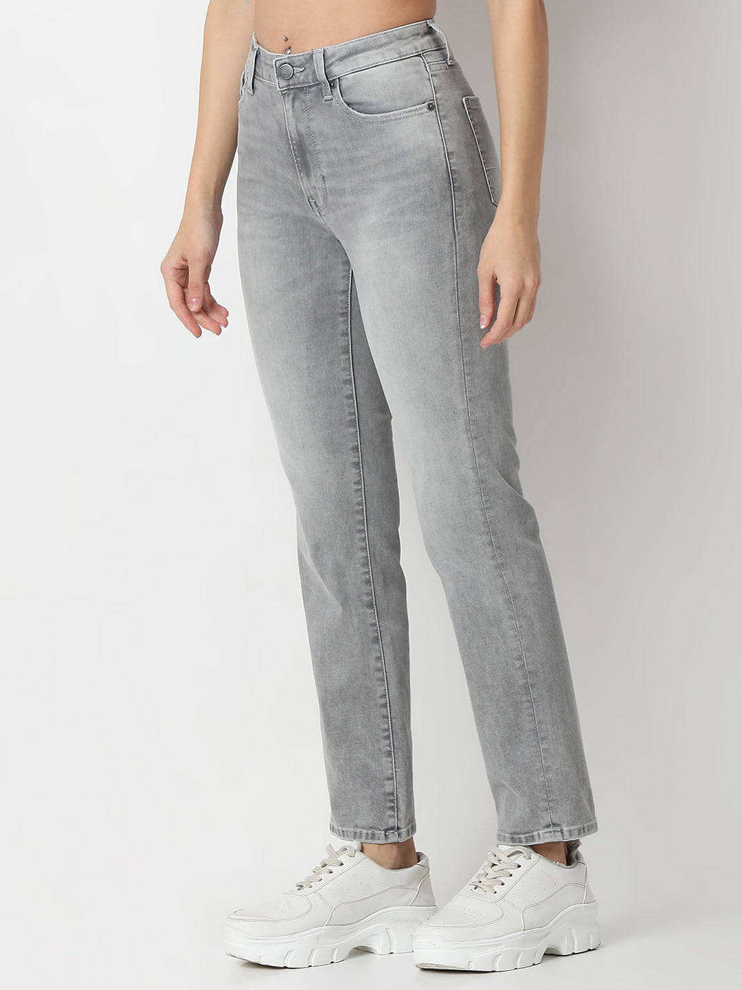 Spykar Slim Fit Mid Rise Cotton Lycra Jeans For Women