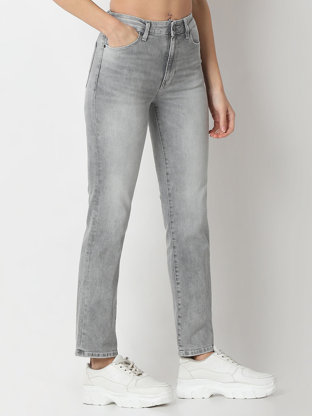 Spykar Slim Fit Mid Rise Cotton Lycra Jeans For Women