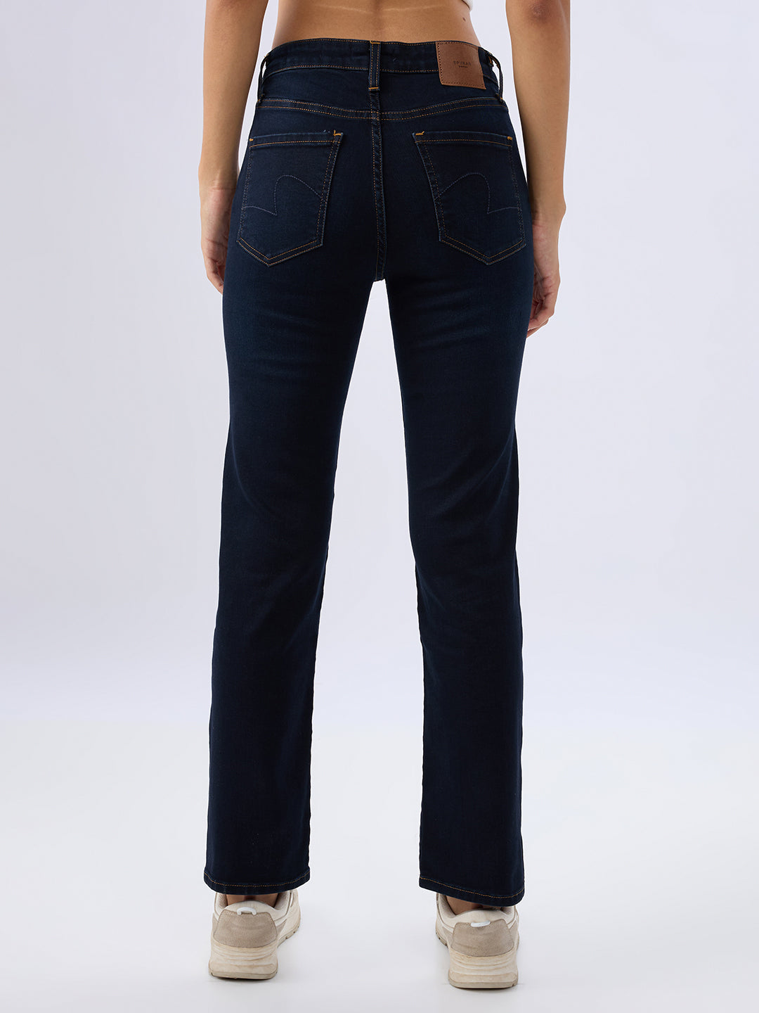 Spykar Jet Black Slim Fit Mid Rise Jeans For Women