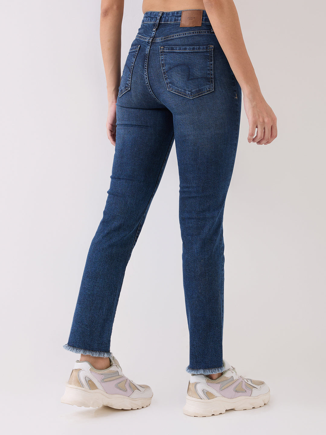 Spykar Blue Mid Rise Slim Straight Fit Casual Jeans For Women