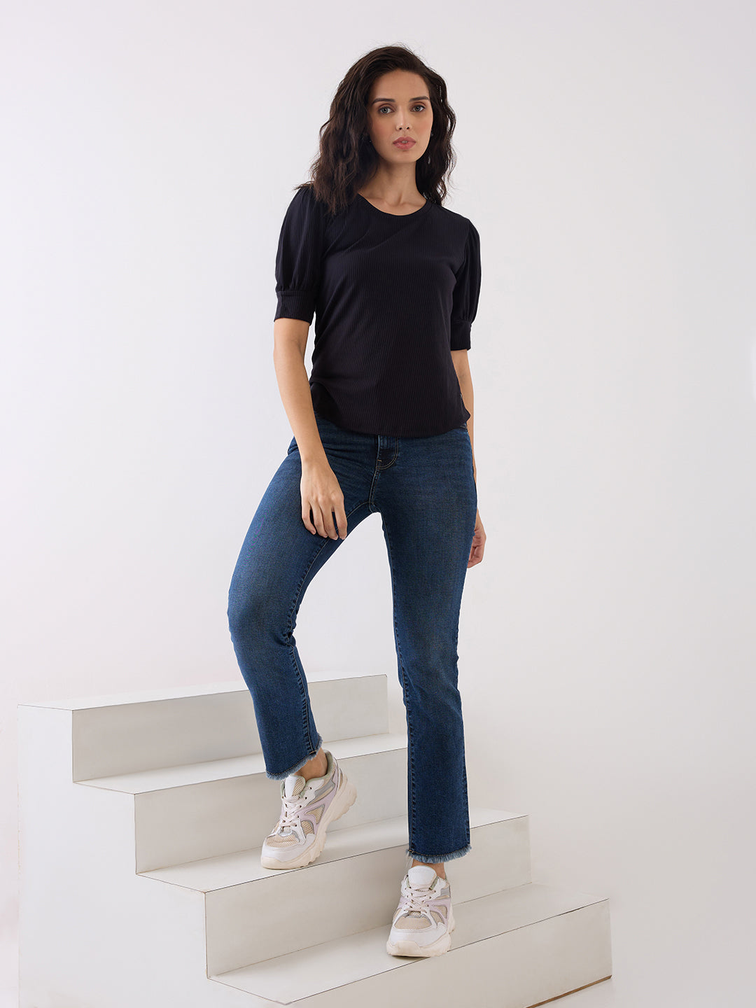 Spykar Blue Mid Rise Slim Straight Fit Casual Jeans For Women