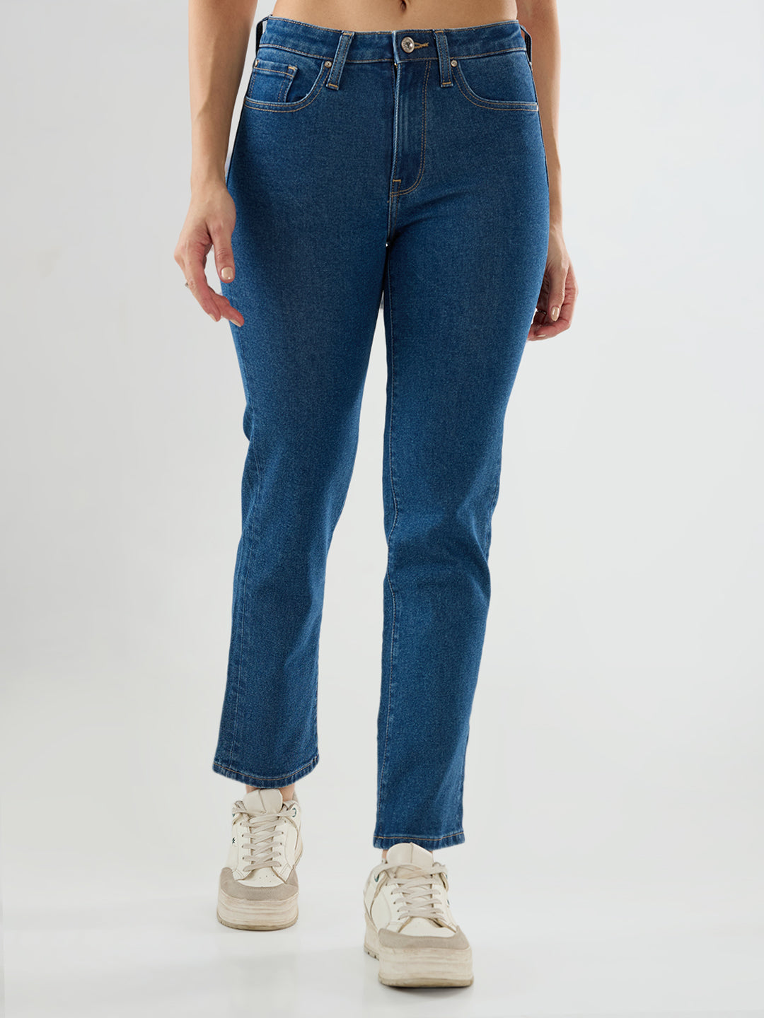 Women Emma Jeans Slim Fit Mid Blue Mid Rise