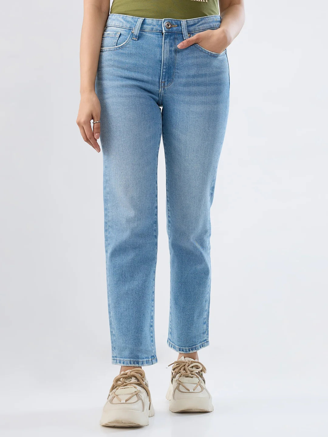 Women Emma Jeans Slim Fit Light Blue Mid Rise