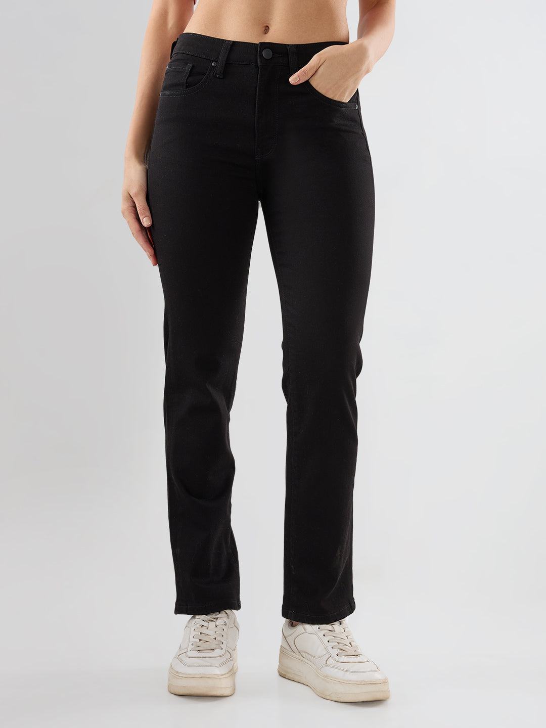 Women Emma Jeans Slim Fit Jet Black Mid Rise