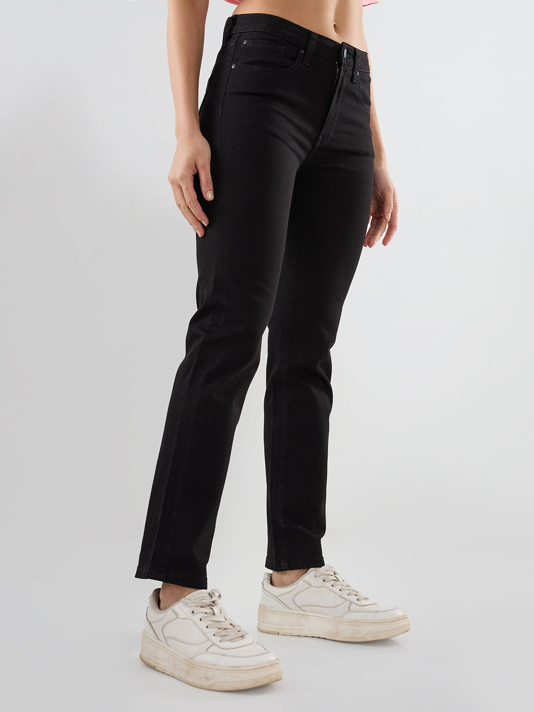 Women Emma Jeans Slim Fit Jet Black Mid Rise