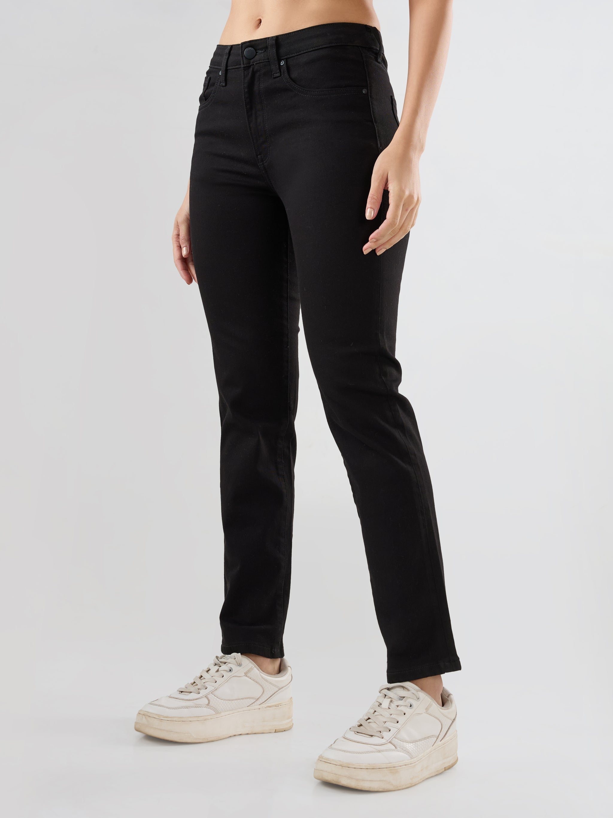 Women Emma Jeans Slim Fit Jet Black Mid Rise