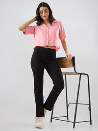 Women Emma Jeans Slim Fit Jet Black Mid Rise