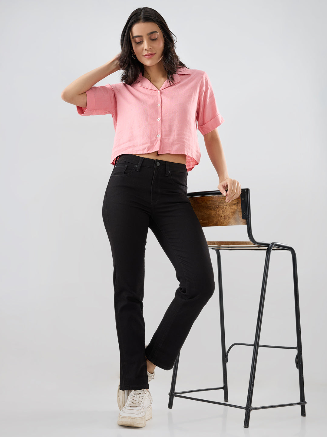 Women Emma Jeans Slim Fit Jet Black Mid Rise