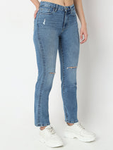 Women Emma Jeans Slim Fit Mid Blue Mid Rise