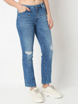 Women Emma Jeans Slim Fit Mid Blue Mid Rise