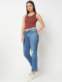 Women Emma Jeans Slim Fit Mid Blue Mid Rise