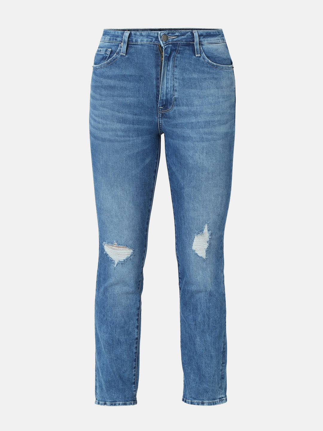 Spykar Slim Fit Mildly Distressed Light Fade Jeans For Women