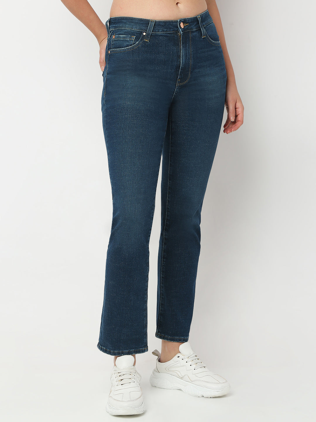 Spykar Vintag Blue Slim straight fit Mid Rise Jeans For Women