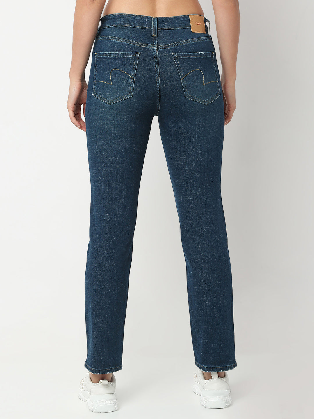 Spykar Vintag Blue Slim straight fit Mid Rise Jeans For Women