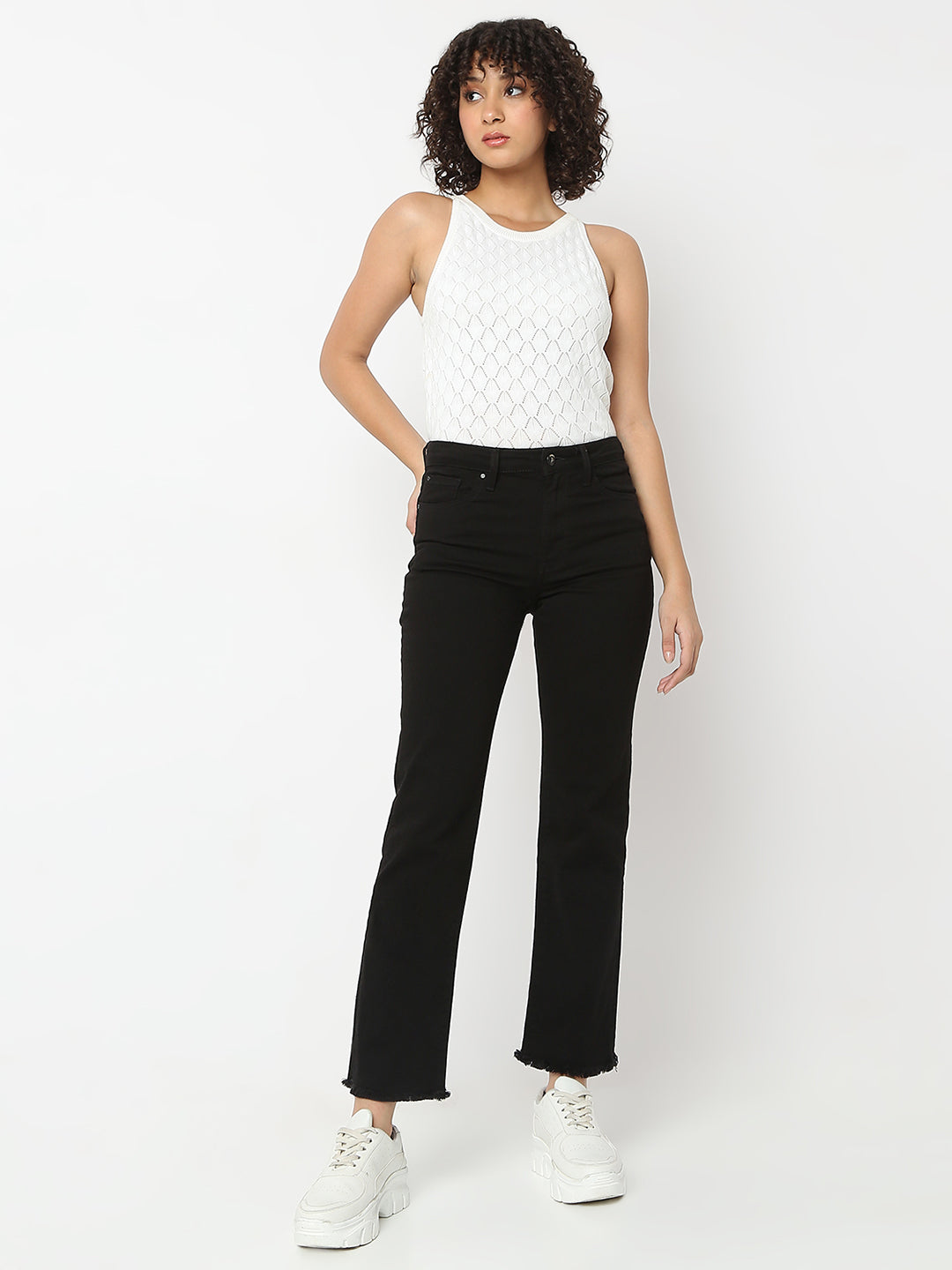 Women Emma Jeans Slim Fit Jet Black Mid Rise