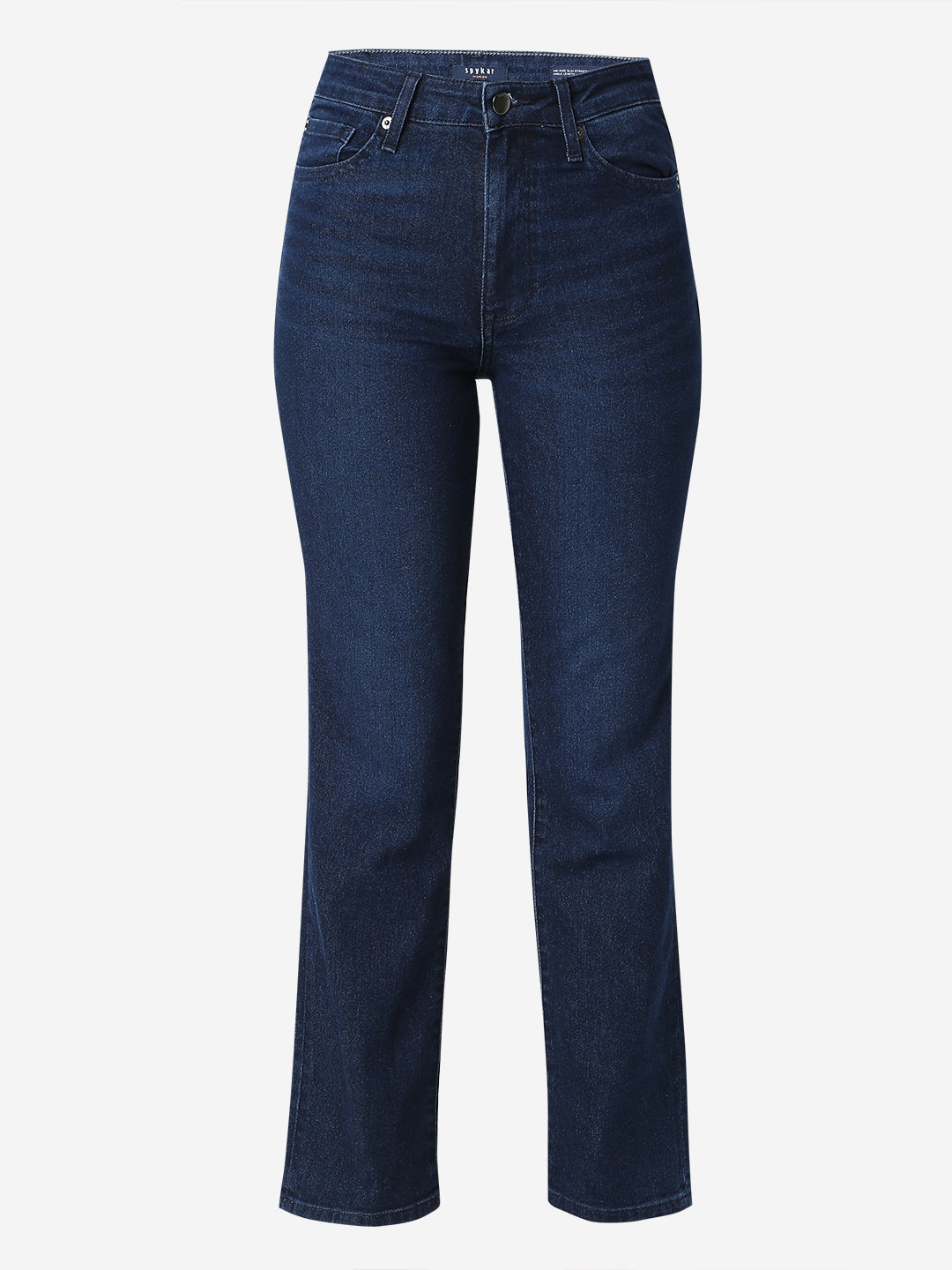 Spykar Dark Indigo Slim Straight Mid Rise Jeans For Women