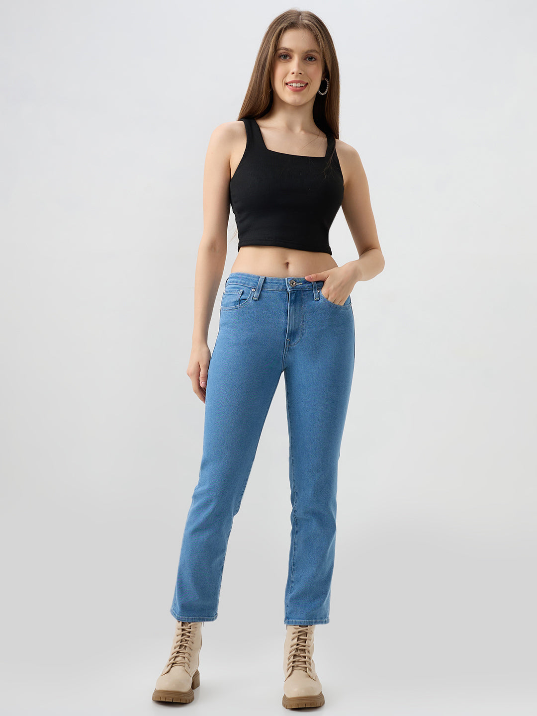 Women Emma Jeans Slim Fit Blue Mid Rise