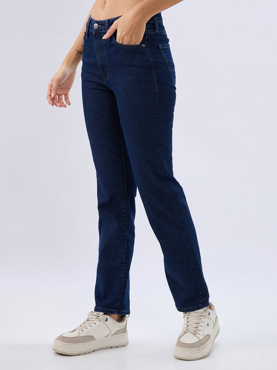 Spykar Midnight Blue Slim Fit Mid Rise Jeans For Women