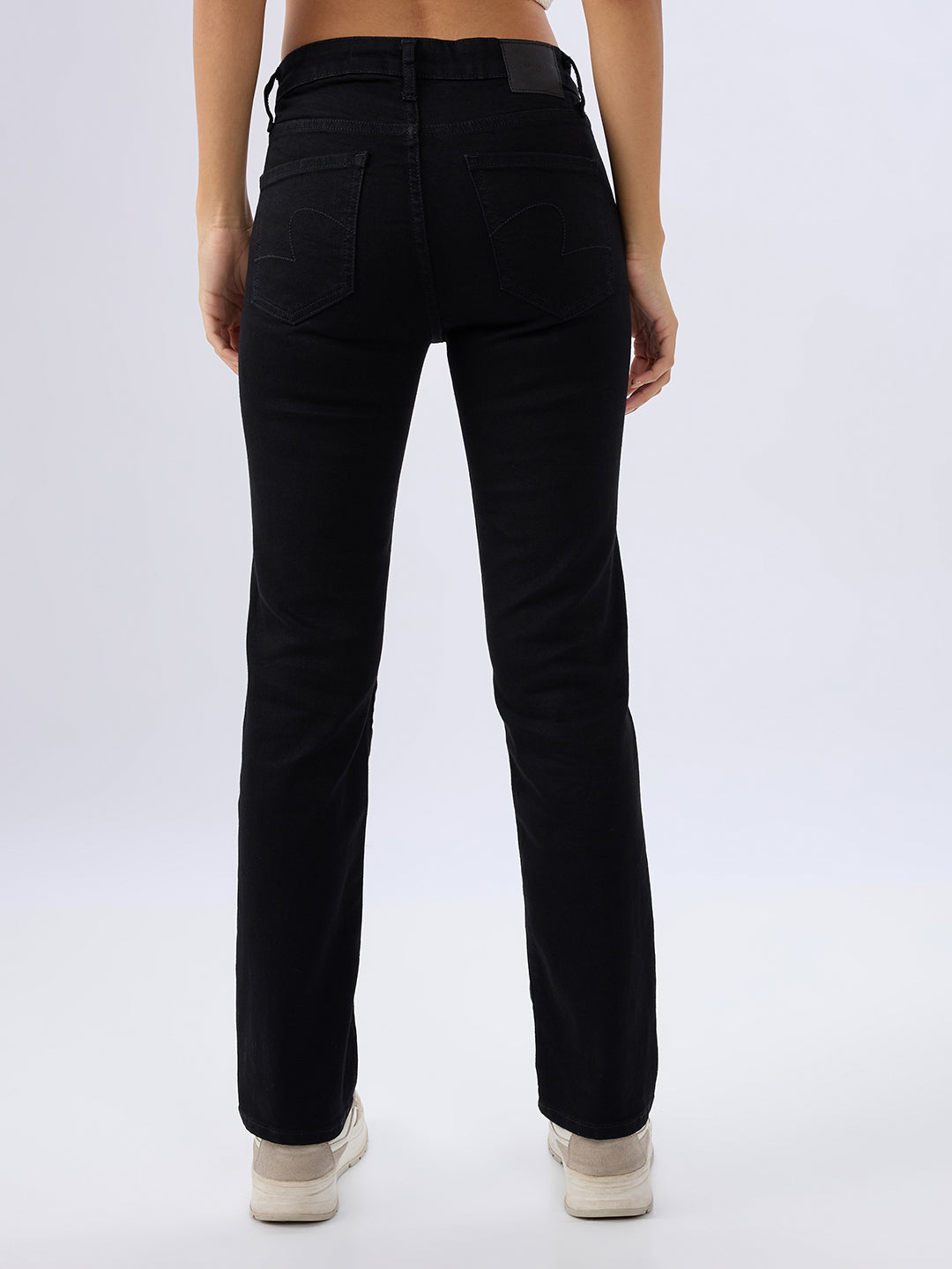 Spykar Jet Black Slim Fit Mid Rise Jeans For Women