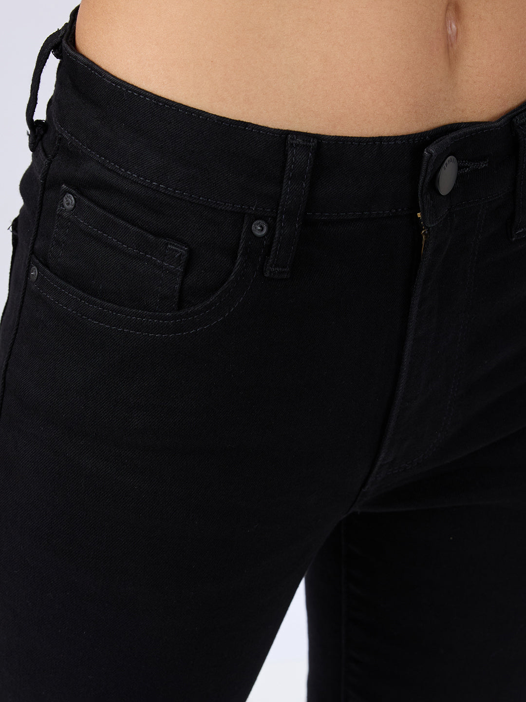 Spykar Jet Black Slim Fit Mid Rise Jeans For Women
