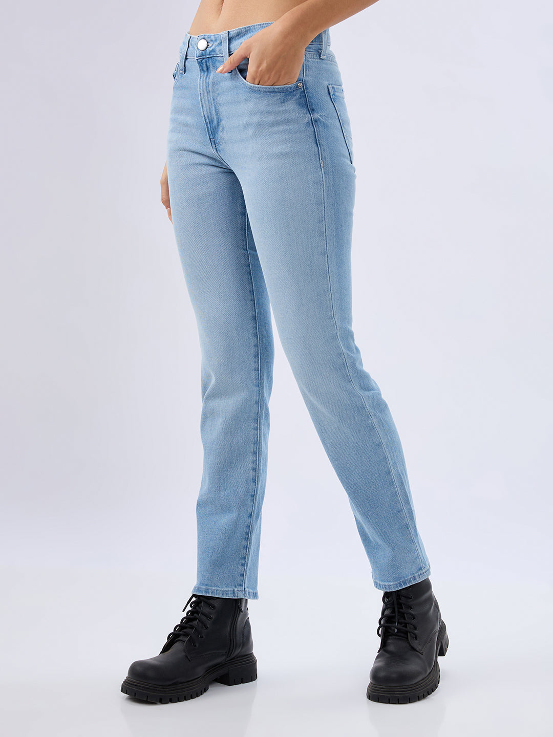 Spykar Ice Blue Slim Fit Mid Rise Jeans For Women