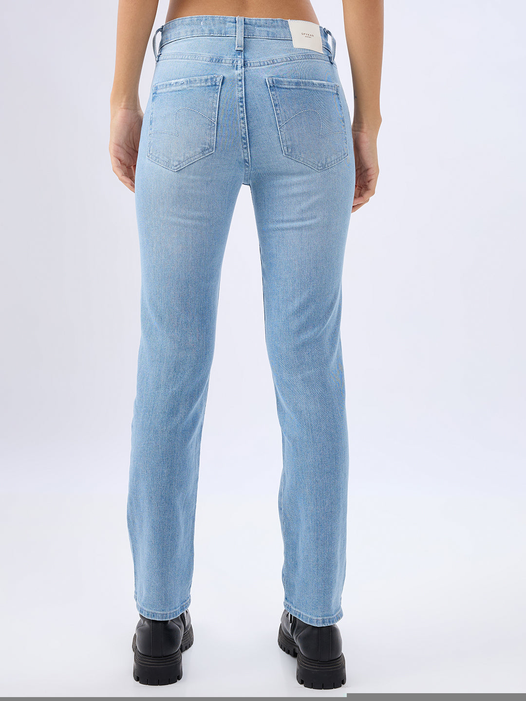 Spykar Ice Blue Slim Fit Mid Rise Jeans For Women