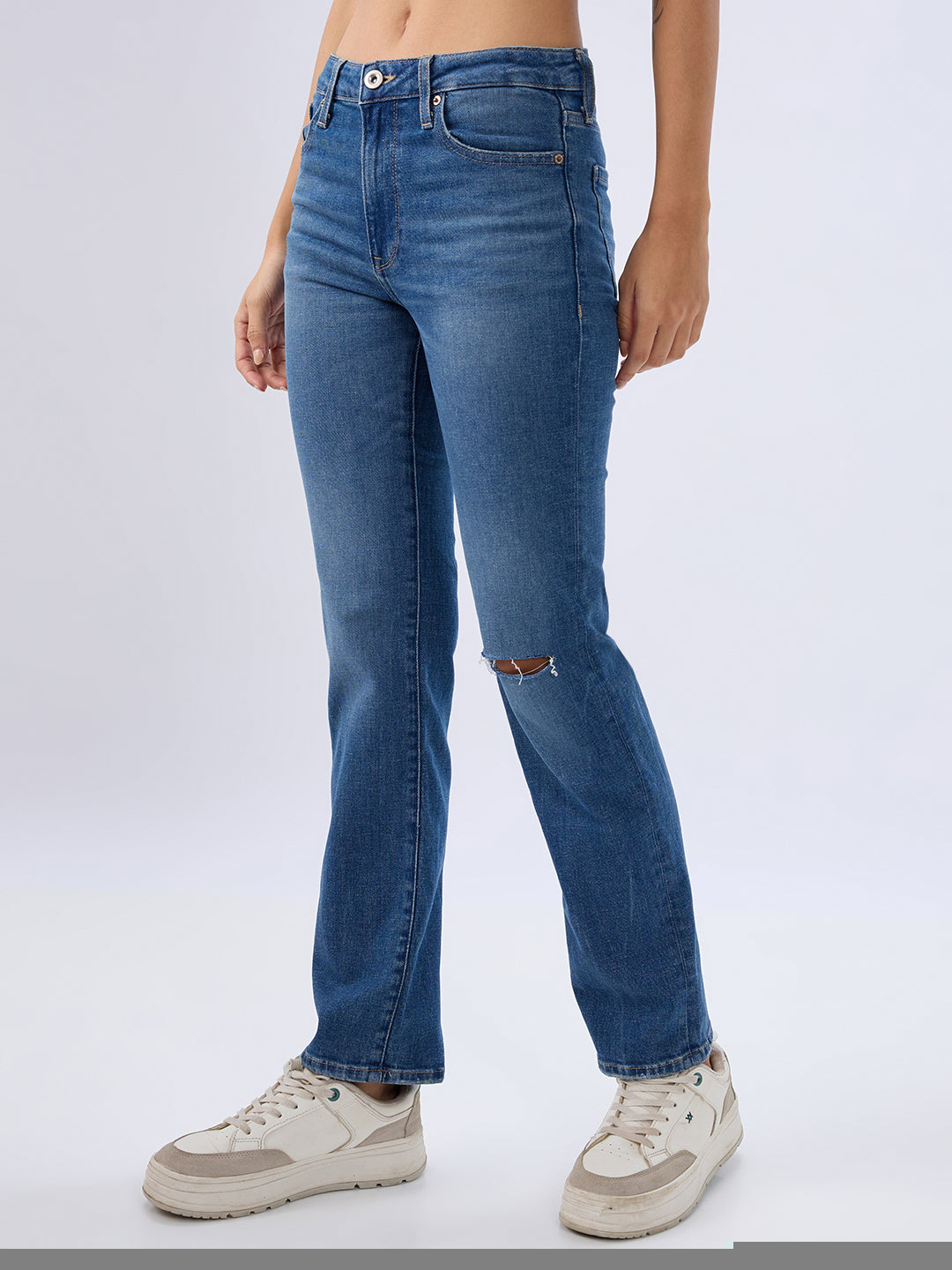 Spykar Vintage Blue Slim Fit Mid Rise Jeans For Women