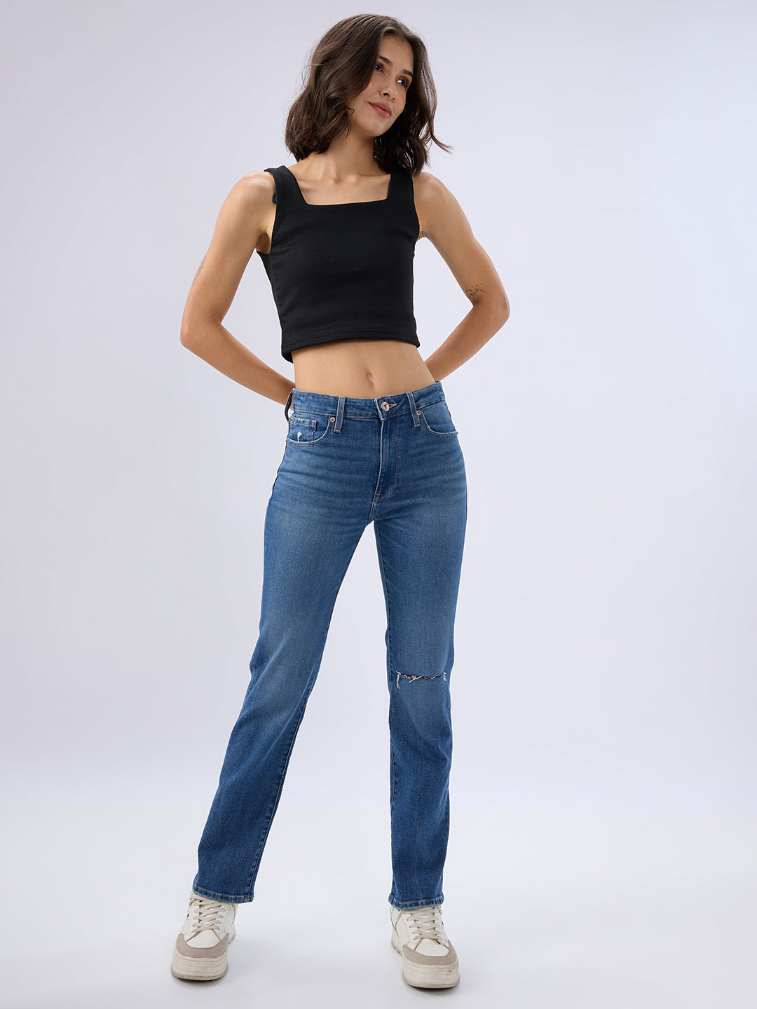 Spykar Vintage Blue Slim Fit Mid Rise Jeans For Women