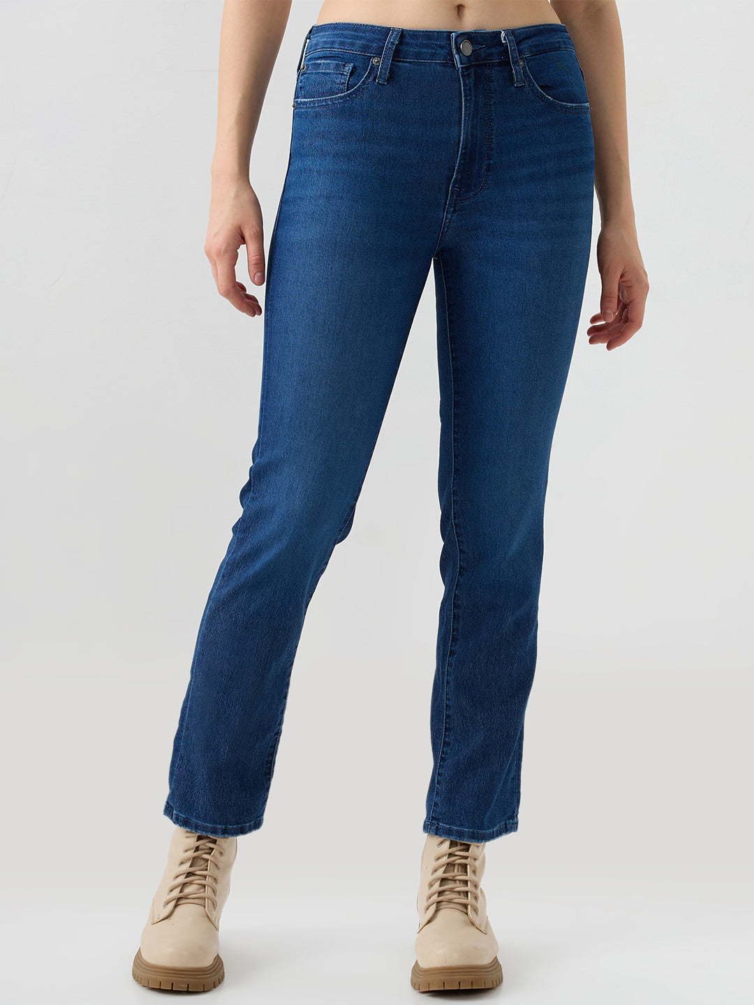 Spykar Mid Blue Slim Fit Mid Rise Jeans For Women