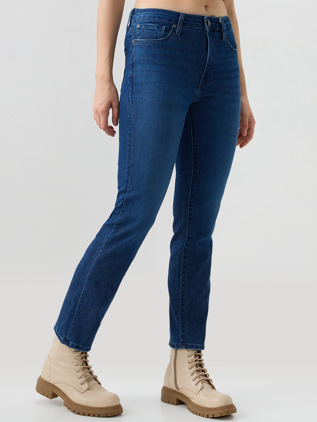 Spykar Mid Blue Slim Fit Mid Rise Jeans For Women