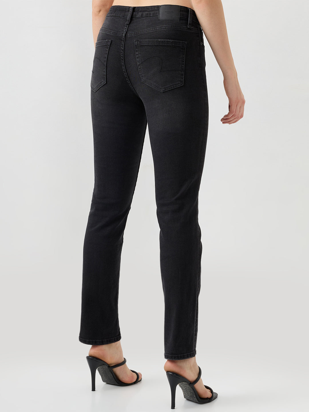 Women Jeans Slim Fit Black Mid Rise