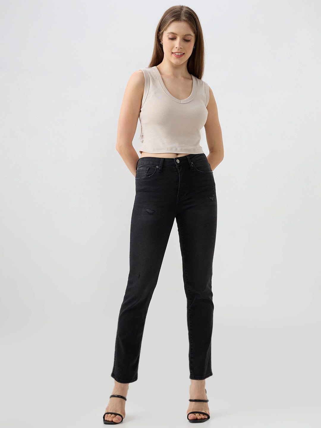 Women Emma Jeans Slim Fit Black Mid Rise