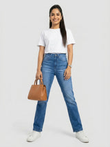 Women Emma Jeans Slim Fit Mid Blue Mid Rise