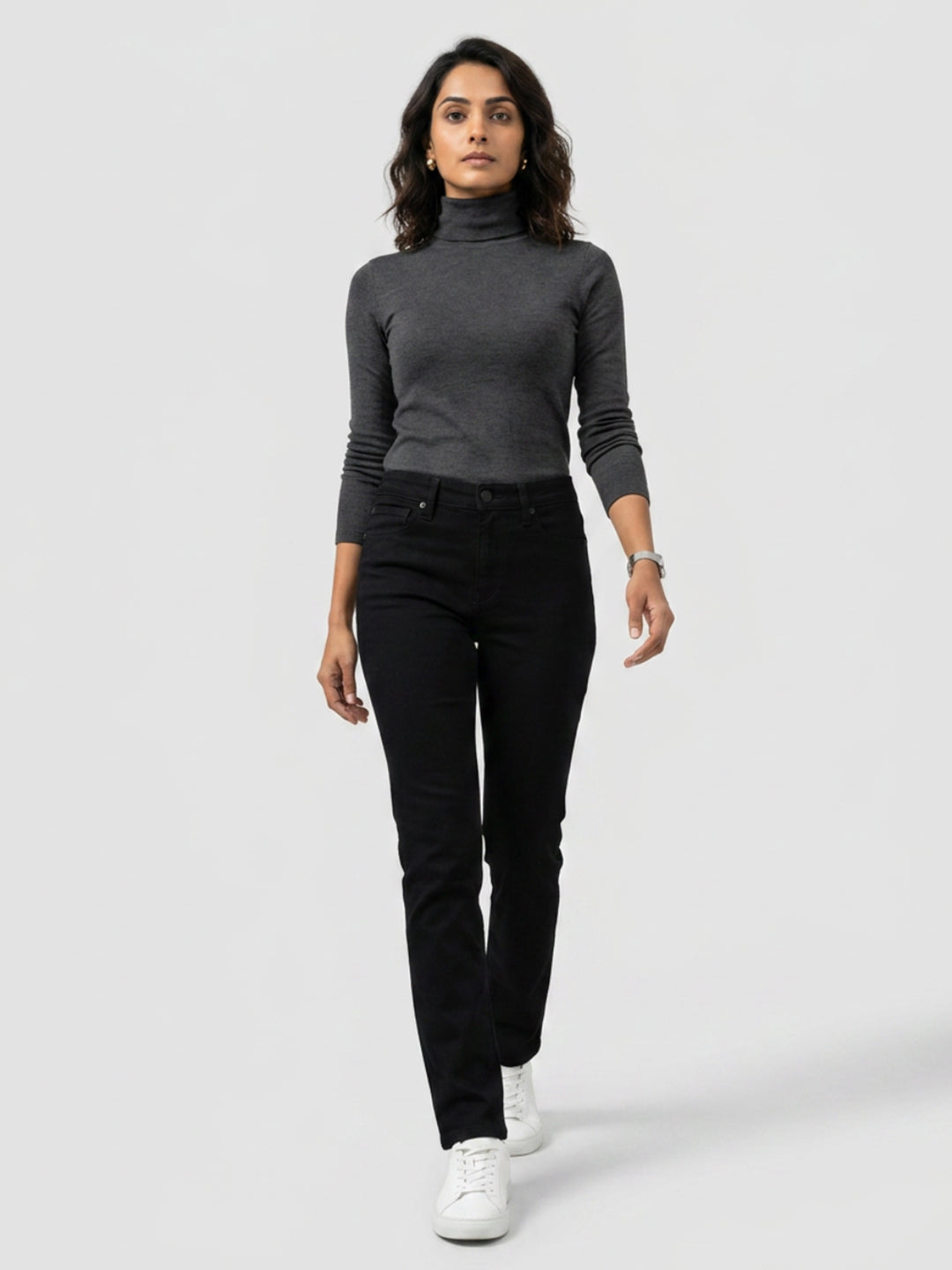 Women Emma Jeans Slim Fit Jet Black Mid Rise